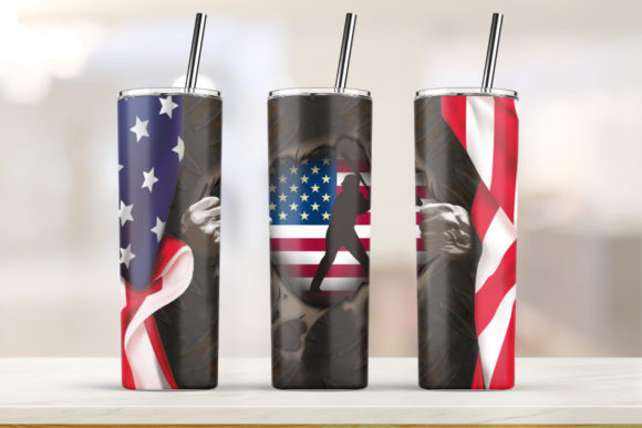 20oz Skinny Tumbler 4th of July America Graphics