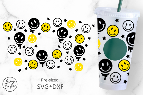 24oz Venti Cold Cup Smiley Face Graphics