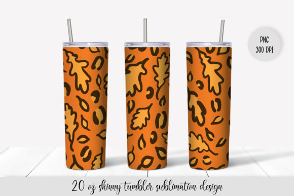 Autumn Oak Leaves Leopard Tumbler Wrap: Graphics and Crafts in One