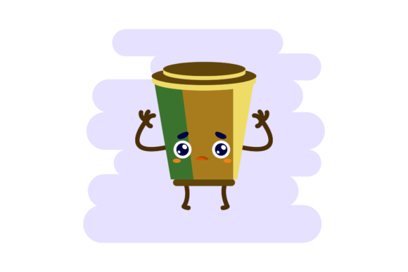 Coffee Cup Character Kawaii Clipart Graphics