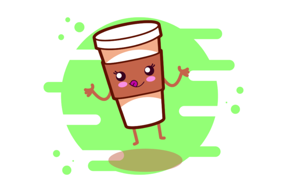 Coffee Cup Chocolate Kawaii Circle Style Graphics