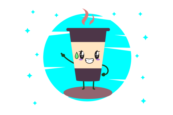 Coffee Cup Cold Break Circle Bubble Graphics
