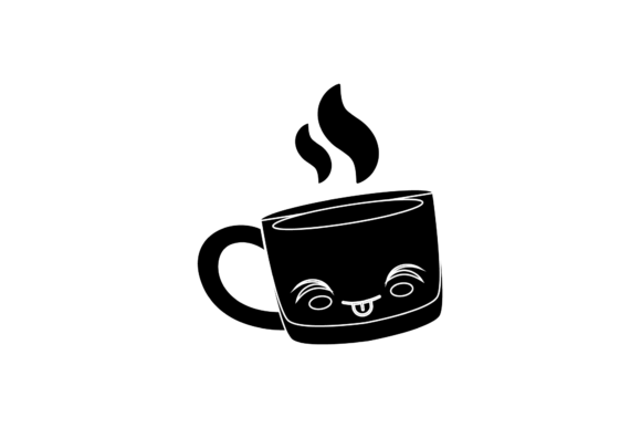 Coffee Cup Cute Kawaii Black Icon: Graphics and Icons for Creative Design