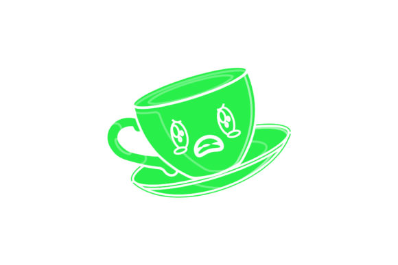 Coffee Cup Cute Kawaii Green Style Graphics