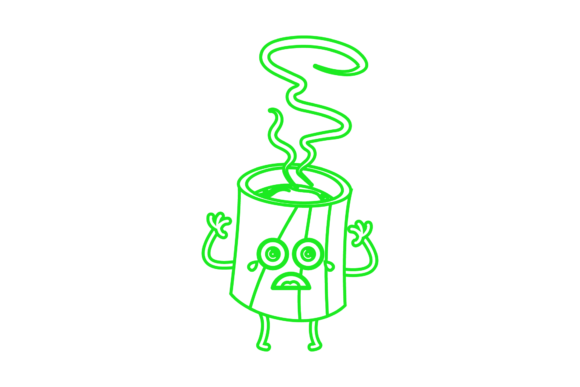 Coffee Cup Dessert Kawaii Outline Graphics