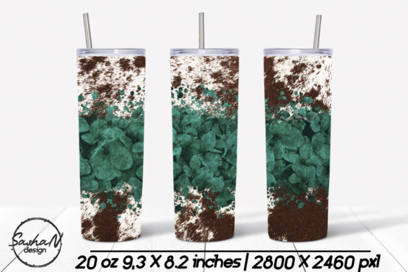 Cowhide and Turquoise Flowers Tumbler Graphics