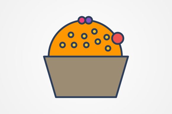 Cup Cake Line Filled Icon for Graphics and Icons