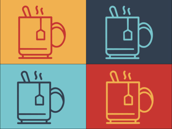 Cup Tea Outline Style Graphics and Logos