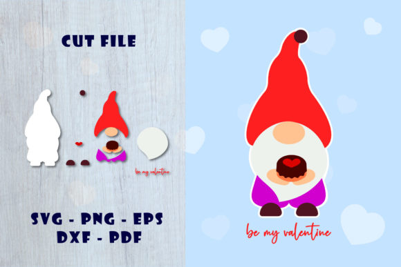 Gnome Valentine Svg with Cake Graphics