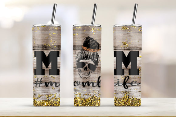 Mom Life Wood 20oz Skinny Tumbler Graphics