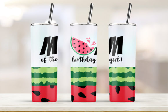 MOM Watermelon Drip Glitter 20oz Tumbler Graphics