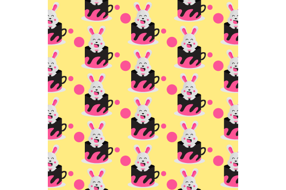 Seamless Pattern Inside Cup Animal Bunny Graphics