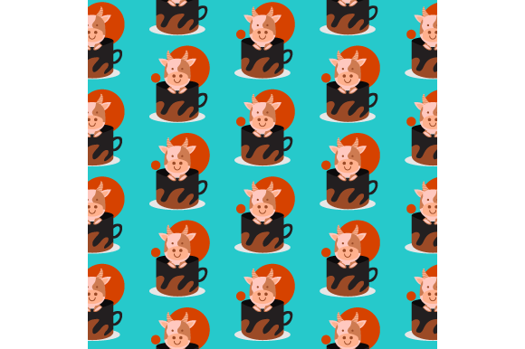 Seamless Pattern Inside Cup Animal Cow Graphics