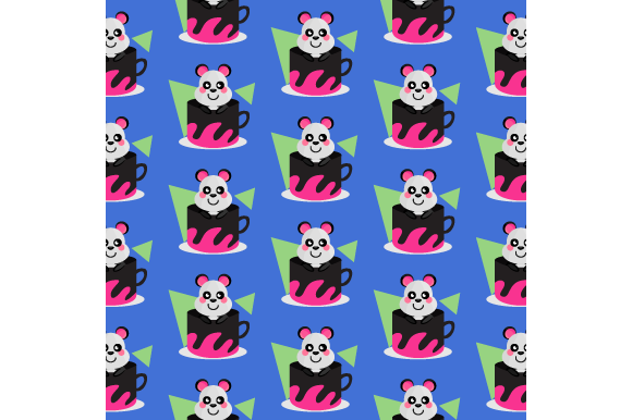 Seamless Pattern Inside Cup Animal Panda Graphics