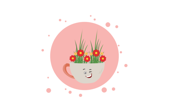 Spring Kawaii Cup Flower Circle Bubbles Graphics