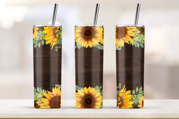 Sunflower Wood 20oz Skinny Tumbler: Graphics & Print Templates
