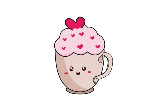 Valentine Kawaii Cup Cream Fill Line Graphics