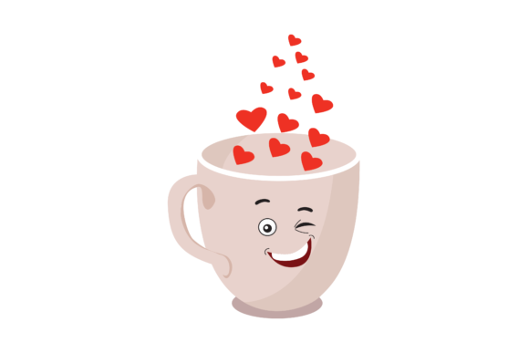 Valentine Kawaii Cup Love Vector Graphics