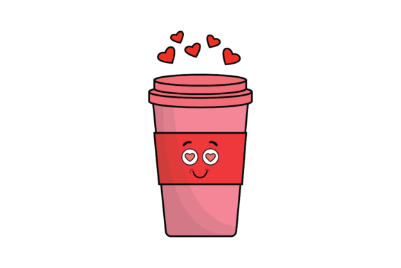 Valentine Kawaii Cute Drink Cup Fill Line Graphics
