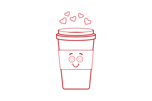 Valentine Kawaii Drink Cup Color Line Graphics