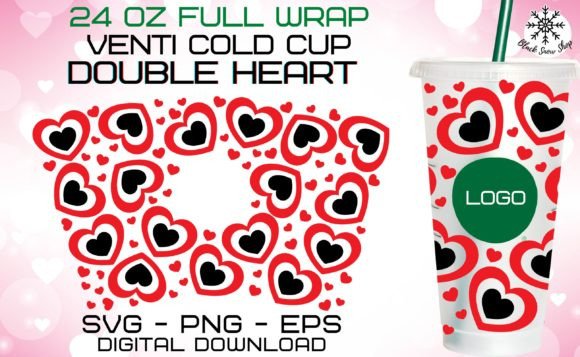 Valentine's Double Heart Full Wrap Cup