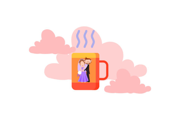Wedding Icon Cup Cloud Red Graphics and Icons