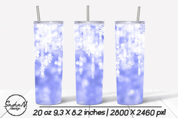 Winter Tumbler, Snowflakes Tumbler Wrap: Graphics & Print Templates