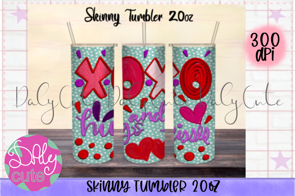 Xoxo Hugs and Kisses Tumbler PNG: Graphics for Print Templates